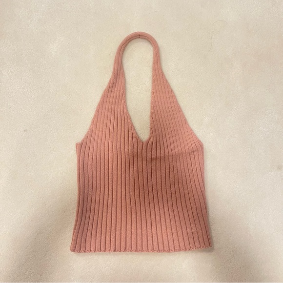 Pink Sweater Ribbed Halter Top Forever 21 - Picture 1 of 1